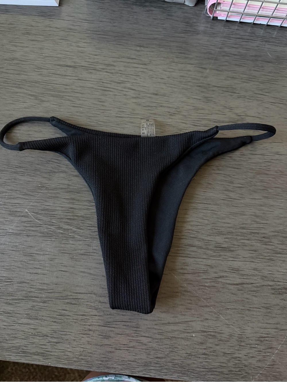 Black Ribbed Women's Bikini Bottom - Classic Minimal Coverage